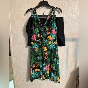 Nieyook Tropical Floral Black Women's Swim Dress Bikini, Beautiful, Flowy 24